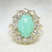 Vintage Art Deco 1930's 4.89ct t.w. Turquoise & Old European Cut Diamond Cocktail Ring 14k