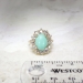 Vintage Art Deco 1930's 4.89ct t.w. Turquoise & Old European Cut Diamond Cocktail Ring 14k