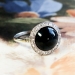 Vintage Art Deco 1930's Round Onyx .10ct t.w. Old Rose Cut Diamond Ring 14k