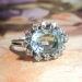 Glowing 1970's 3.36ct t.w. Aquamarine & Diamond Halo Cocktail Engagement Ring 18k