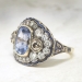 Vintage 1940's 7.71ct t.w. Natural No Heat Sapphire & Old European Cut Diamond Enamel 14k Ring