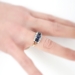 Vintage 1950's 1.68ct t.w. Synthetic Sapphire & Old Cut Diamond Three Stone Engagement Ring 14k Platinum