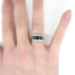 Vintage 1950's 1.68ct t.w. Synthetic Sapphire & Old Cut Diamond Three Stone Engagement Ring 14k Platinum