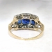 Vintage 1950's 1.68ct t.w. Synthetic Sapphire & Old Cut Diamond Three Stone Engagement Ring 14k Platinum