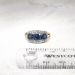 Vintage 1950's 1.68ct t.w. Synthetic Sapphire & Old Cut Diamond Three Stone Engagement Ring 14k Platinum