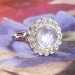 Magical 1930's 3.66ct t.w. Moonstone & Old Mine Cut Diamond Halo Ring 18k