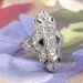 Art Deco 1.09ct t.w. Diamonds & Sapphires Navette Platinum Ring