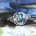 Pretty Art Deco 1.91ct t.w. Blue Spinel & Old Diamond Filigree Ring 14k
