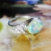 Gorgeous 3ct t.w. 1930's Opal & Diamond Filigree Platinum Ring