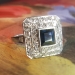 Art Deco 1930's 2.30ct t.w. Sapphire & Diamond Halo FIligree Platinum Ring
