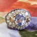 Vintage 1940's 7.71ct t.w. Natural No Heat Sapphire & Old European Cut Diamond Enamel 14k Ring