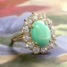 Vintage Art Deco 1930's 4.89ct t.w. Turquoise & Old European Cut Diamond Cocktail Ring 14k