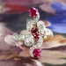 Edwardian Antique 1.83ct t.w. Ruby & Old European Cut Diamond Anniversary Cocktail Ring 18k Platinum