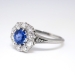 Antique Edwardian 1915 .83ct t.w. Sapphire & Old European Cut Diamond Halo Engagement Ring Platinum