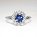 Antique Edwardian 1915 .83ct t.w. Sapphire & Old European Cut Diamond Halo Engagement Ring Platinum
