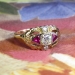 Art Deco 1930's Vintage .75ct t.w. Old European Cut Diamond & Lab Ruby Engagement Ring 14k Platinum