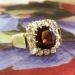 Victorian 1860's Antique 3.70ct t.w. Garnet & Old Mine Cut Diamond Halo Ring 18k