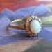 Victorian 1890's 1.65ctw Opal & Old European Cut Diamond Halo Ring 14k