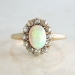 Victorian 1890's 1.65ctw Opal & Old European Cut Diamond Halo Ring 14k