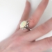 Vintage Estate 1970's 4.29ct t.w. Solid Opal & Old Single Cut Diamond Halo Ring 14k White Gold