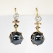 Vintage Art Deco 1930's 13.40ct t.w. Hematite & Old European Cut Diamond Earrings 14k Platinum