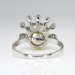 Edwardian 1920's Cultured Akoya Pearl & Diamond Crown Queen Ring 14k White Gold