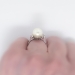Edwardian 1920's Cultured Akoya Pearl & Diamond Crown Queen Ring 14k White Gold