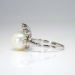 Edwardian 1920's Cultured Akoya Pearl & Diamond Crown Queen Ring 14k White Gold