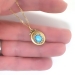 Vintage Art Deco 1930's .67ct t.w. Turquoise & Old Mine Cut Diamond Pendant Necklace 14k Gold