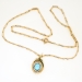 Vintage Art Deco 1930's .67ct t.w. Turquoise & Old Mine Cut Diamond Pendant Necklace 14k Gold