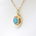 Vintage Art Deco 1930's .67ct t.w. Turquoise & Old Mine Cut Diamond Pendant Necklace 14k Gold