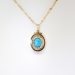 Vintage Art Deco 1930's .67ct t.w. Turquoise & Old Mine Cut Diamond Pendant Necklace 14k Gold
