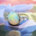 Edwardian 1920's 4.42ct t.w. Natural Opal & Diamond Filigree Platinum Ring