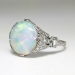 Edwardian 1920's 4.42ct t.w. Natural Opal & Diamond Filigree Platinum Ring
