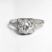 Edwardian 1920's Rare .82ct t.w. Old European Cut Diamond Filigree Hand Engraved Engagement Ring Platinum