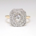 Art Deco 1930's 1.18ct t.w. Old European Cut Diamond Double Halo Two Tone Engagement Ring 14k Platinum