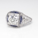 Vintage Art Deco Diamond Sapphire Engagement Ring Circa 1930's 2.34ct t.w. Wedding Anniversary Ring Platinum