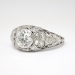 Vintage Art Deco 1930's Bezel Set Fleur De Lis Old European Cut Diamond Platinum Engagement Wedding Anniversary Ring