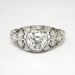 Vintage Art Deco 1930's Bezel Set Fleur De Lis Old European Cut Diamond Platinum Engagement Wedding Anniversary Ring