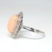 Vintage Retro 1950's 6.50ct t.w. Natural Coral & Old Single Cut Diamond Halo Ring 14k White Gold