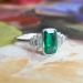Edwardian 1920's 1.17ct t.w. Old European Cut Diamond & Emerald Engagement Anniversary Ring Platinum