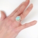 Vintage Estate 1980's 6.62ct t.w. Solid Opal & Diamond Halo Ring 14k White Gold