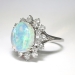 Vintage Estate 1980's 6.62ct t.w. Solid Opal & Diamond Halo Ring 14k White Gold