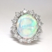 Vintage Estate 1980's 6.62ct t.w. Solid Opal & Diamond Halo Ring 14k White Gold
