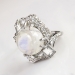 Retro Vintage 1950's 8.66ct t.w. Natural Moonstone & Diamond Cocktail Anniversary Ring Platinum