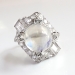 Retro Vintage 1950's 8.66ct t.w. Natural Moonstone & Diamond Cocktail Anniversary Ring Platinum