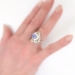 Retro Vintage 1950's 8.66ct t.w. Natural Moonstone & Diamond Cocktail Anniversary Ring Platinum