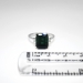Vintage Estate 1960's 3.90ct t.w. Emerald cut Green Tourmaline & Diamond Three Stone Ring 18k White Gold