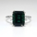 Vintage Estate 1960's 3.90ct t.w. Emerald cut Green Tourmaline & Diamond Three Stone Ring 18k White Gold