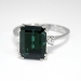 Vintage Estate 1960's 3.90ct t.w. Emerald cut Green Tourmaline & Diamond Three Stone Ring 18k White Gold